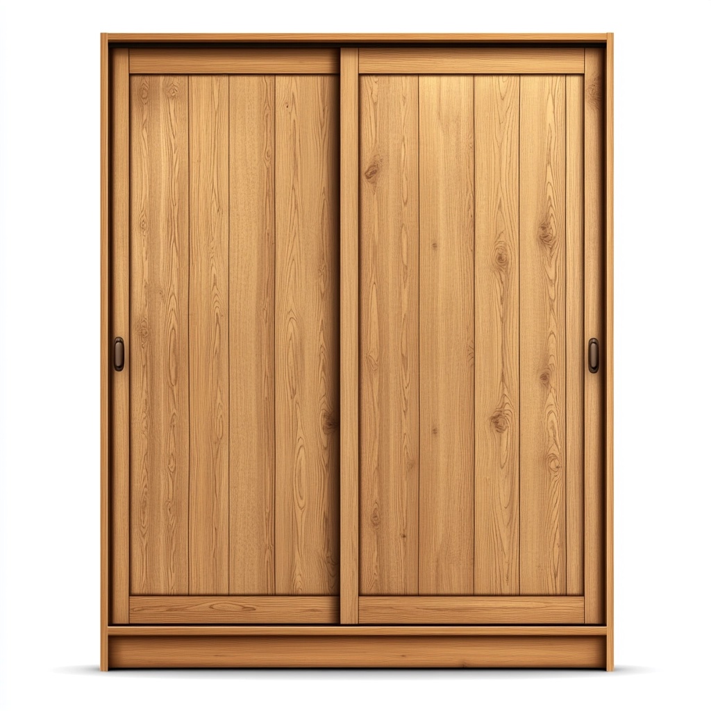 Armario de madera maciza con puertas correderas para dormitorio color natural espacioso y funcional QD8087100