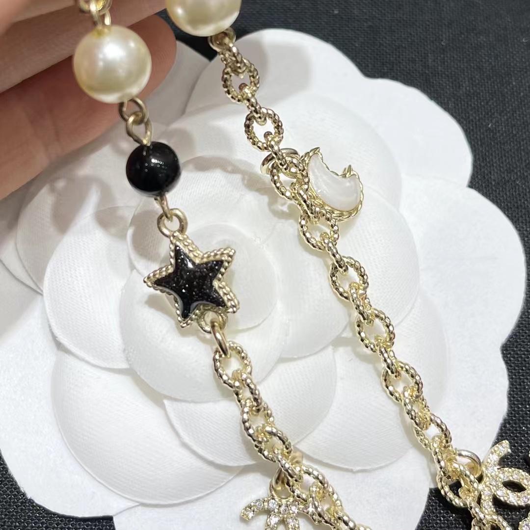 Chanel Moon Star Pearl Charms Necklace - Original Replica Club
