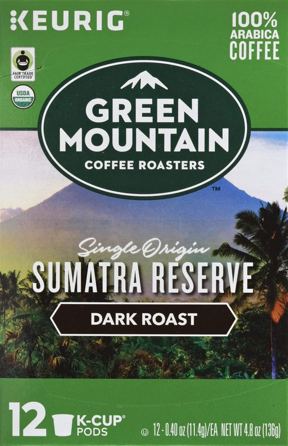 Green Mountain Coffee Roasters Sumatra Reserve Keurig Single-Serve K-Cup Pods. Dark Roast Coffee. 12 Count