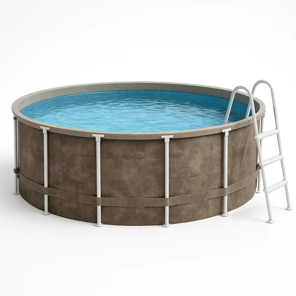 Piscina tubular redonda desmontable de acero 298x96 cm marrón/gris con filtro y escalera nCzjahu233GU