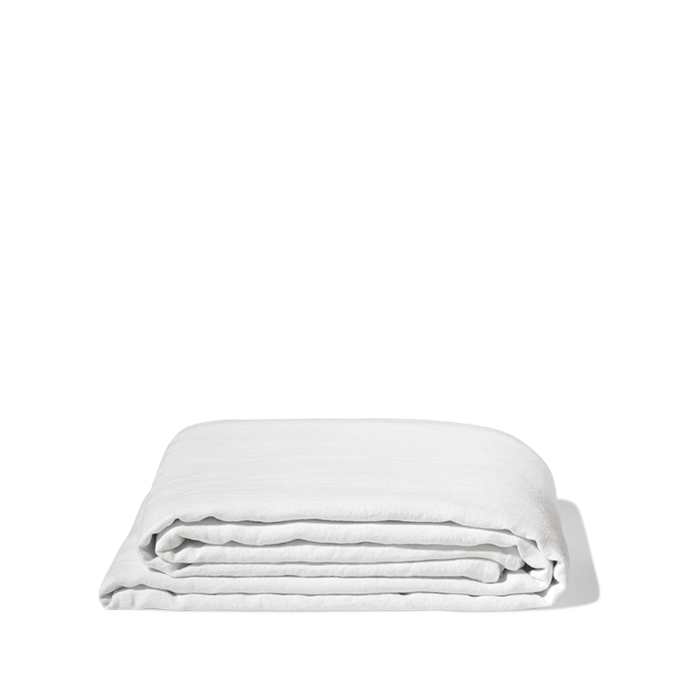 Drap plat en lin lavé - Blanc optique