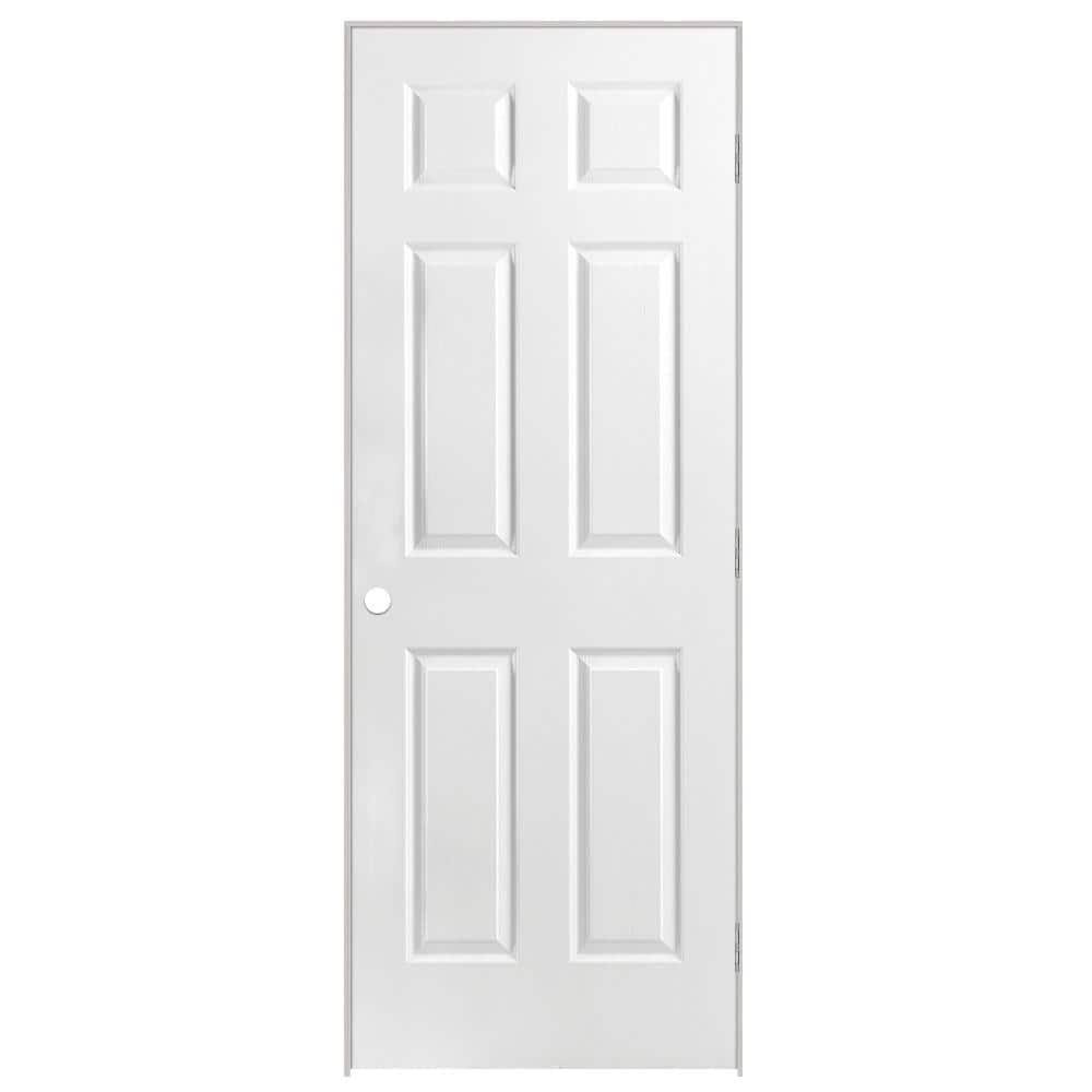 Masonite 24 in. x 80 in. 6-Panel Left-Handed Solid Core Smooth Primed Composite Single Prehung Interior Door. Primed White-Instock(24 in X 80 in)