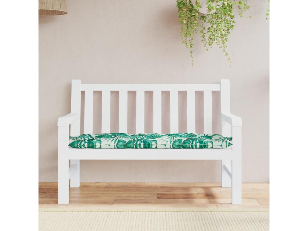 Cojín para banco jardín tela Oxford estampado hojas 120x50x7 cm