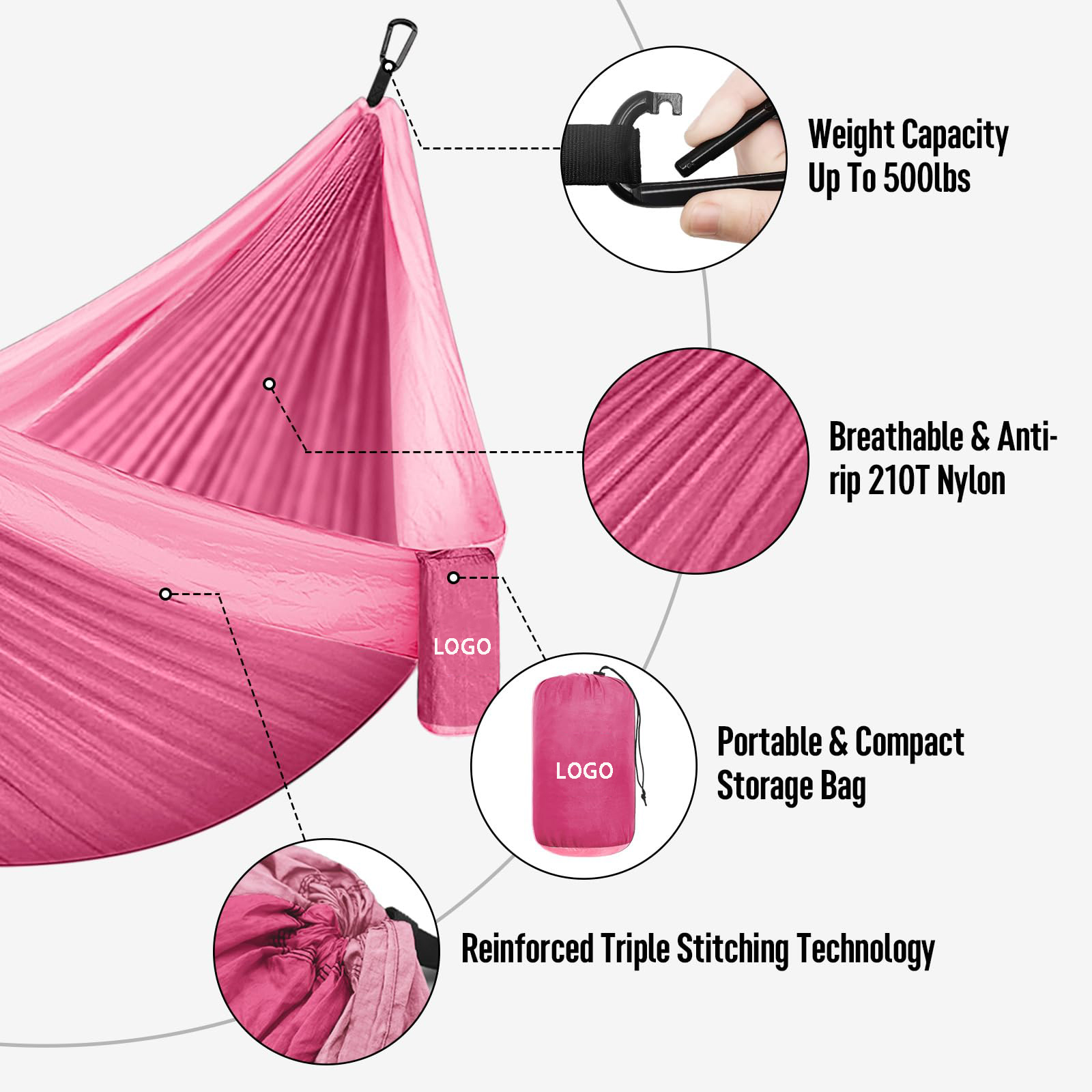 Hot Sale Outdoor Nylon Parachute Hammock Portable Lightweight Camping Hiking Swing Hanging Hammock All Seasons