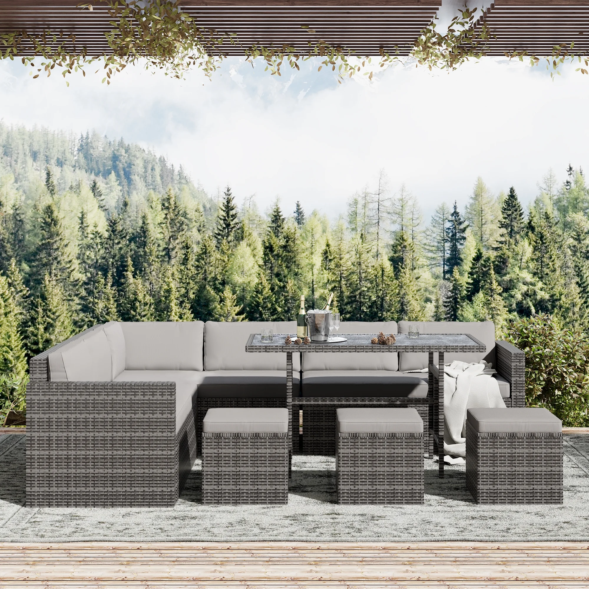 Bifanuo 7 Piece Patio Furniture Set, Outdoor Furniture Patio Sectional Sofa, All Weather PE Rattan Outdoor Sectional with Beige Cushions and Table, Black Wicker - Image 19