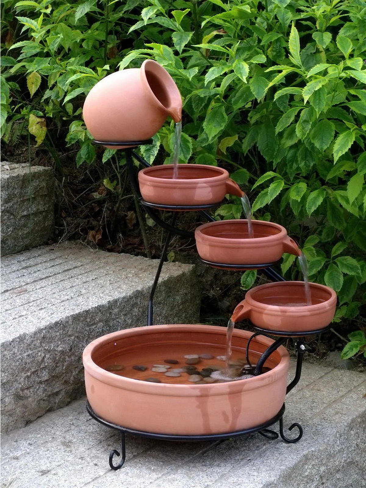 Garden Sundance Terracotta Solar Water Fountain Cascade - Image 2