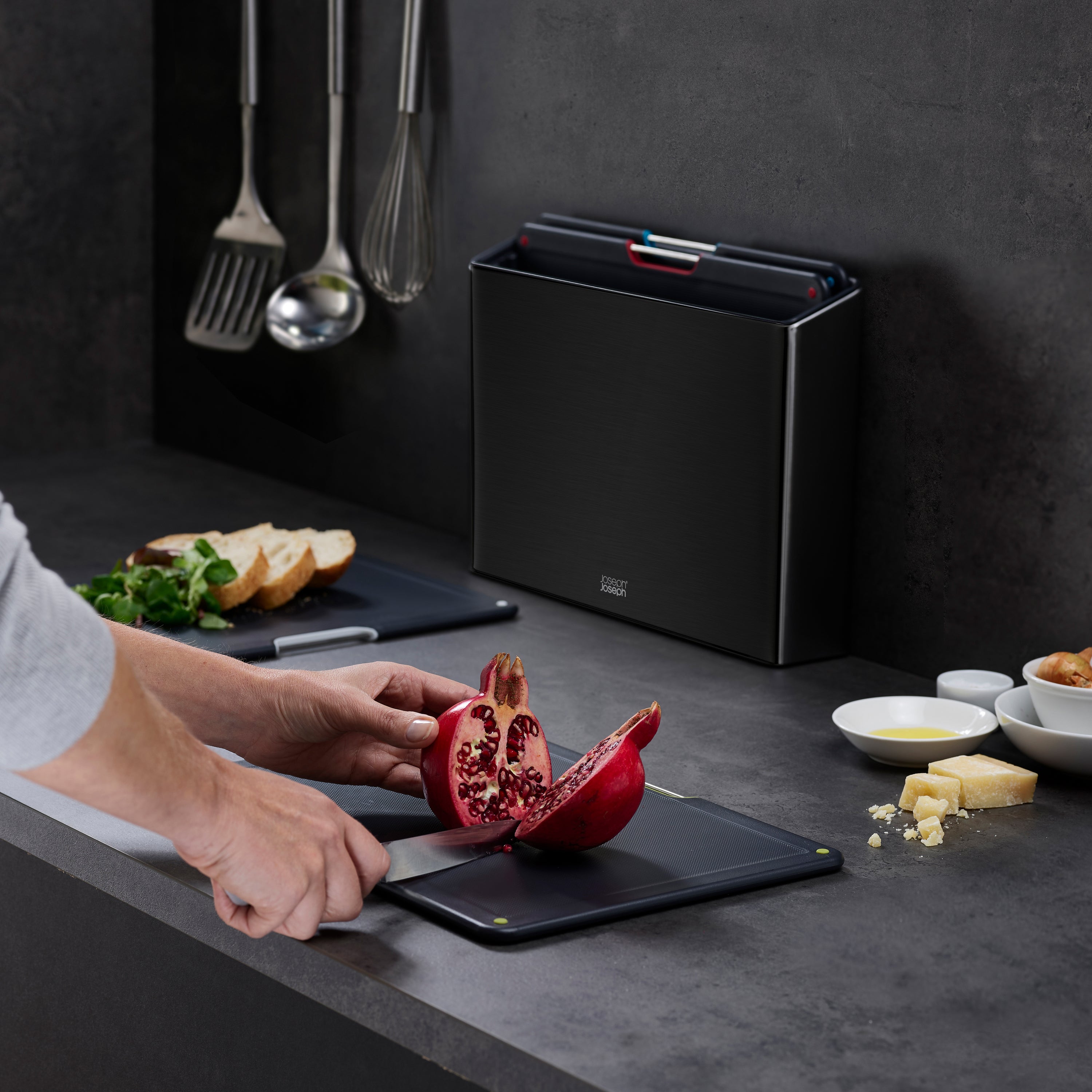 Joseph Joseph Folio Steel Snijplankset - Set van 4 - Zwart