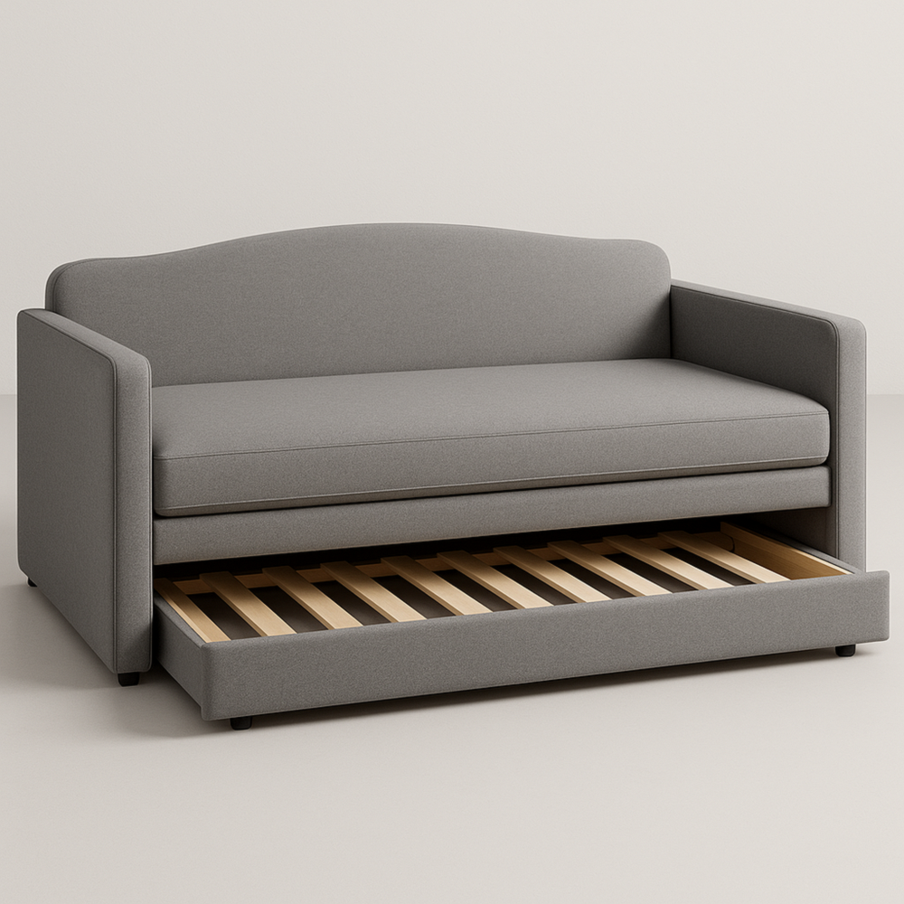 Sofá Cama Gris 200x90x70 cm con Cajón de Almacenamiento y Estructura de Madera Contrachapada