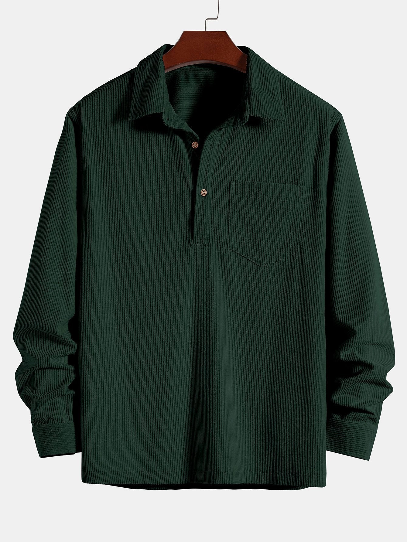 Long Sleeve Polo Collar Corduroy Shirt