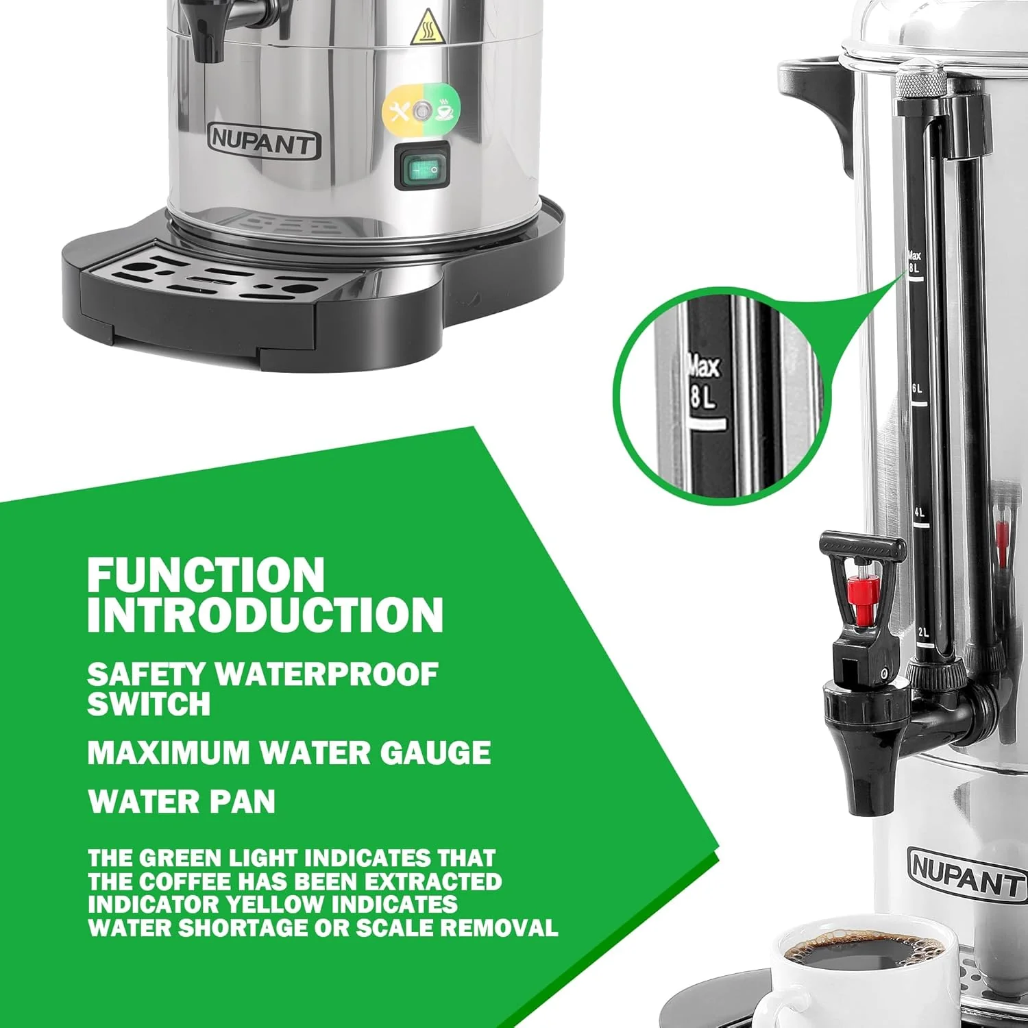 Commercial Coffee Urn 100 Cup 15L 304 Stainless Steel Large Coffee Maker