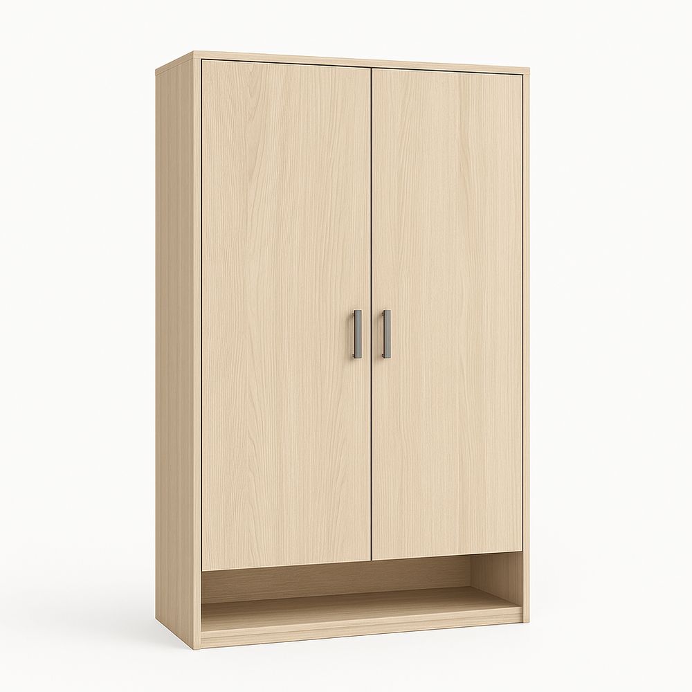 Armario moderno de dos puertas,madera clara,estructura resistente,almacenamiento funcional,ideal para salón o dormitorio
