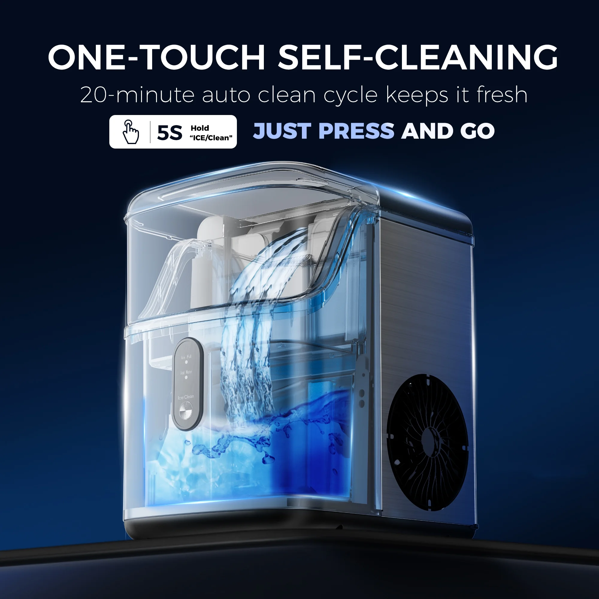 Simzlife Nugget Ice Maker Countertops, 35.9lbs Per Day Portable Pebble ice machine, Crushed Sonic ice maker with Soft Chewable Ice for Home, Party, RV, Camping, Stainless Steel Silver - Image 7