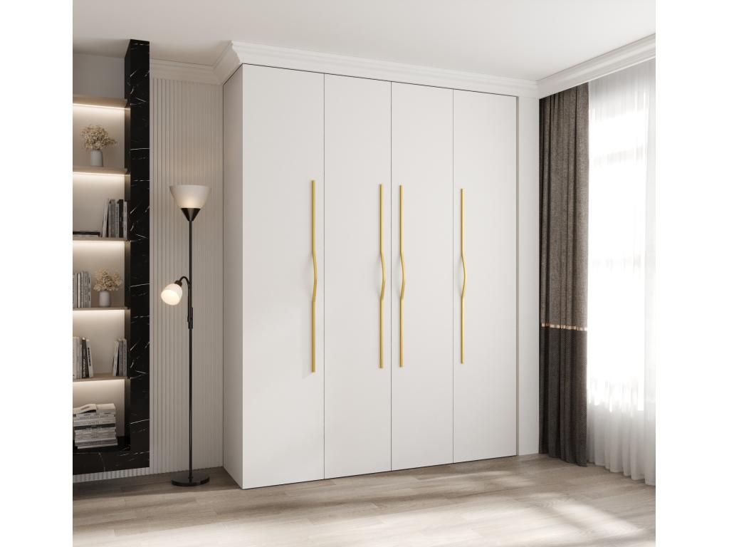 Armario Como 2 con puertas batientes 245,5/190/40 4 puertas (blanco/oro)