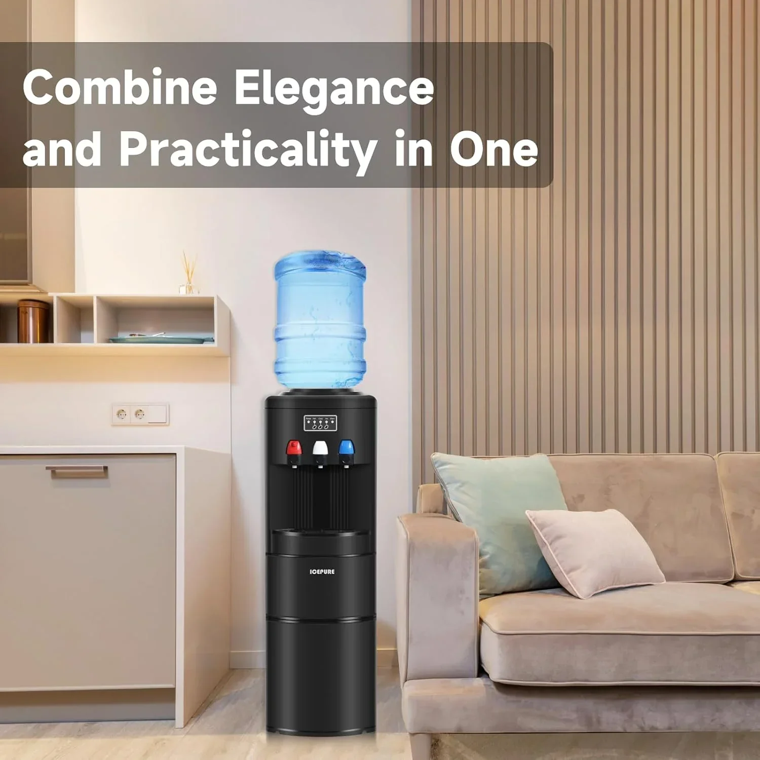 ICEPURE Water Dispenser with Ice Maker 3-in-1 Hot and Cold Water Cooler Ice Maker Machine