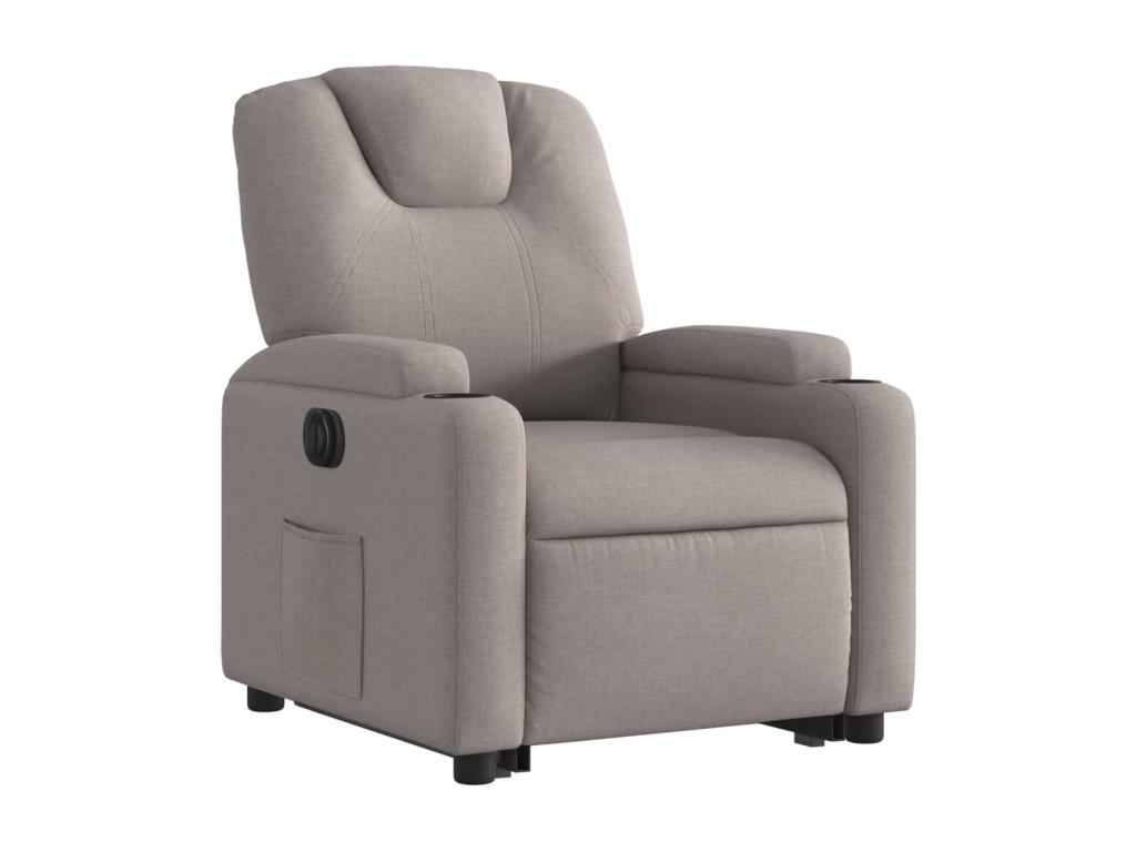 Sillón eléctrico reclinable elevable de tela gris taupe