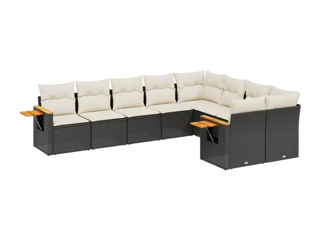 Set de sofás de jardín 8 piezas y cojines ratán sintético negro 63034ALBN