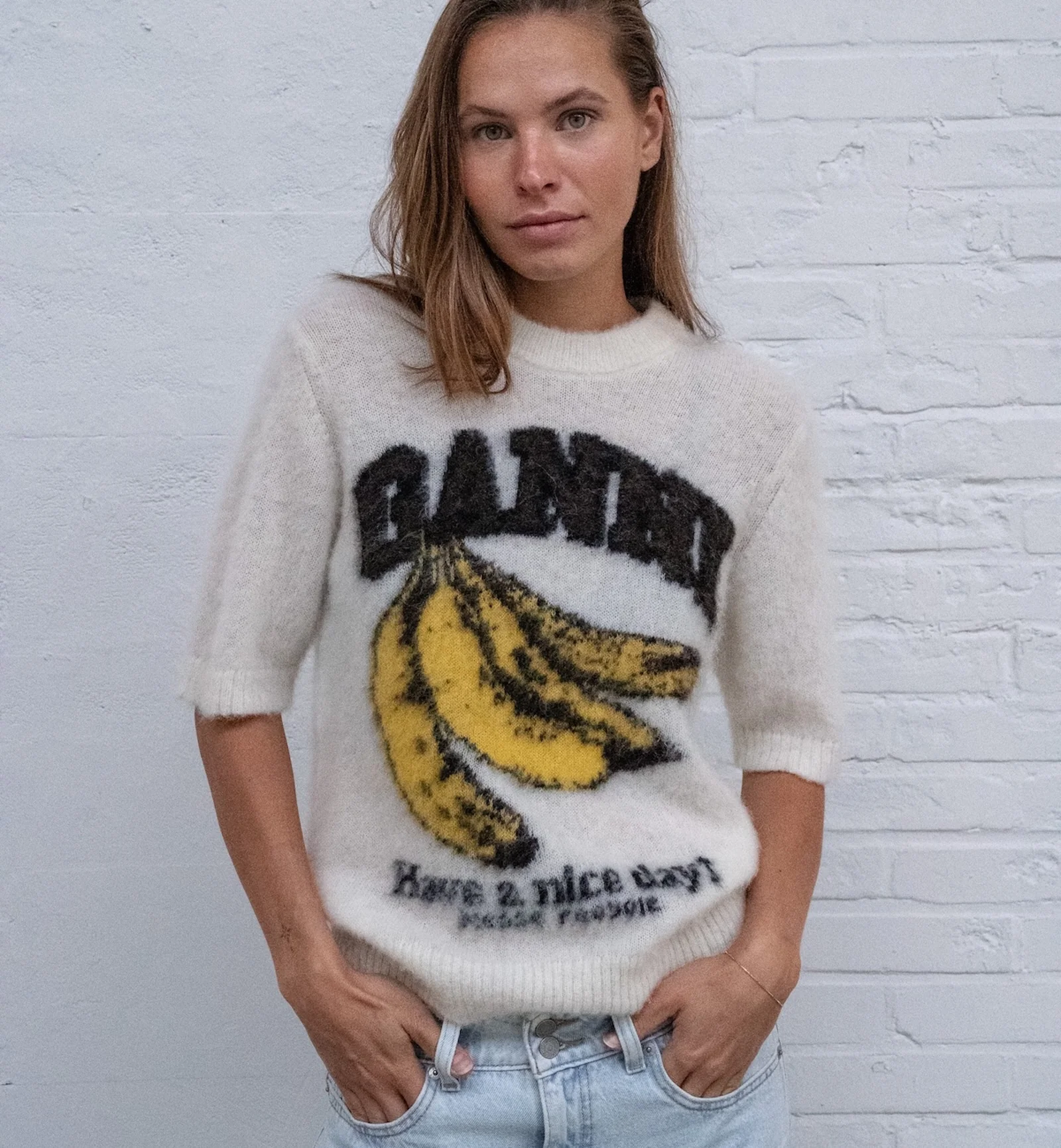 GANNI Brushed Alpaca Graphic T-Shirt