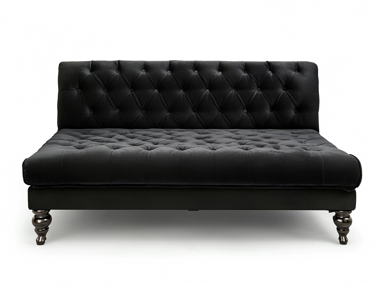 Sofá cama tapizado en terciopelo negro estilo moderno 200x150 cm para sala y habitación con patas de madera función convertible VV1621771
