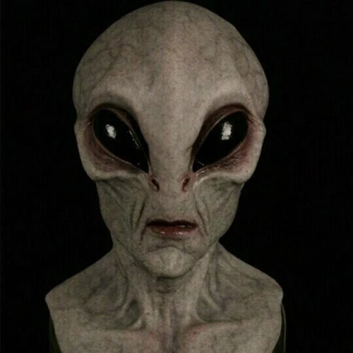 Full Head Alien Halloween Costume Mask with Hand-Painted Latex Silicone Finish