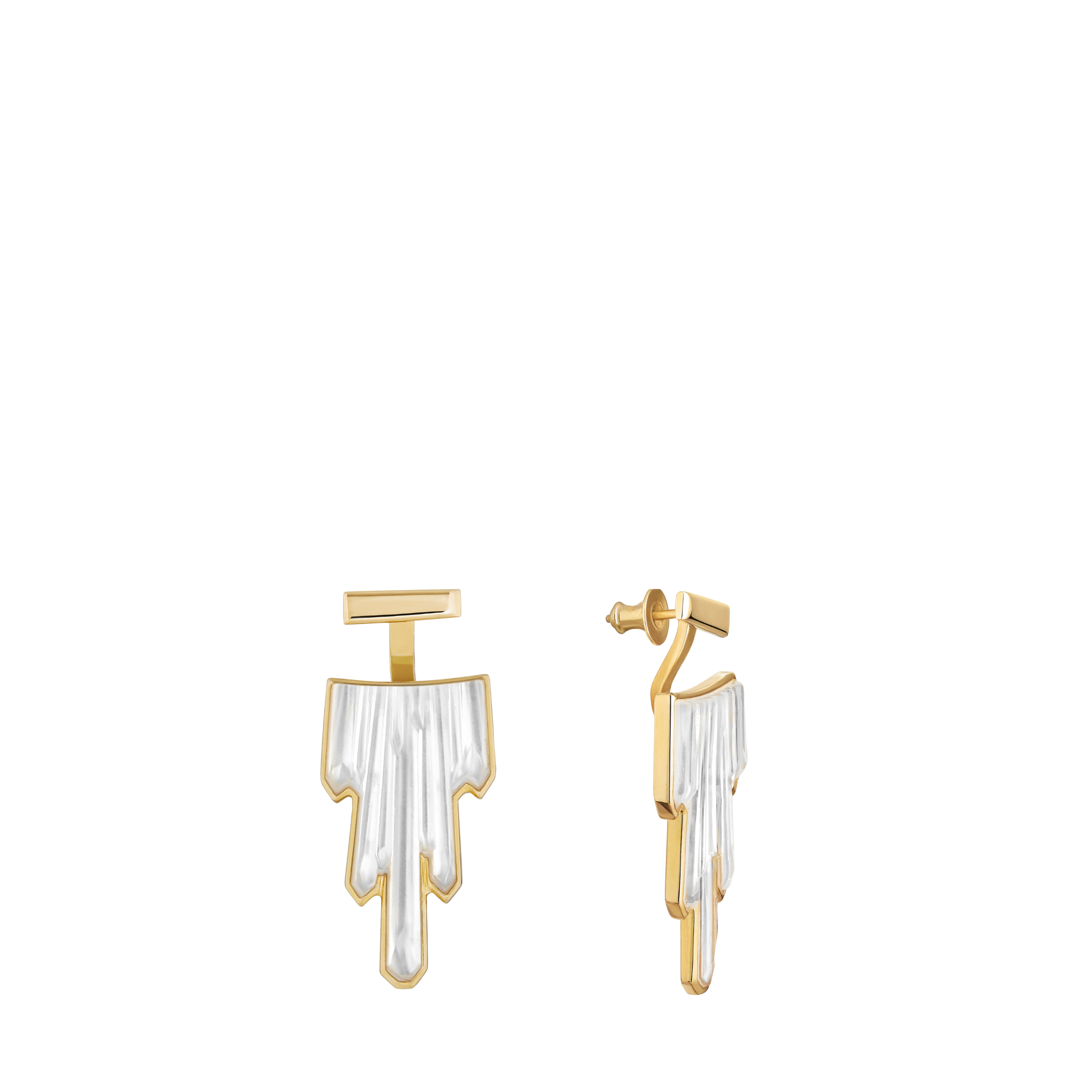 BOUCLES D'OREILLES TERRAMINERAL - CRISTAL INCOLORE, PLAQUÉ OR JAUNE 18 CARATS