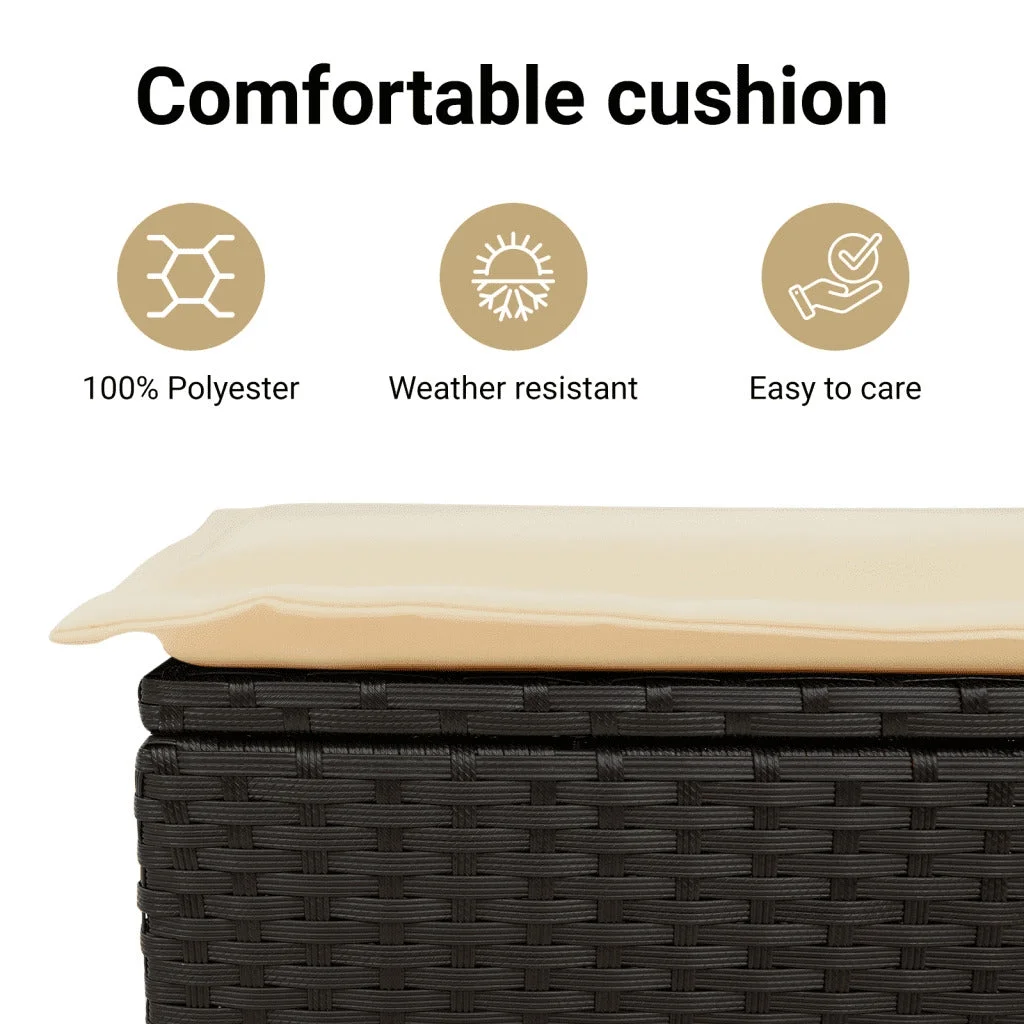 vidaXL Powder Coated Steel Removable Canopy and Cushions Double Sun Lounger, Beige - Image 36
