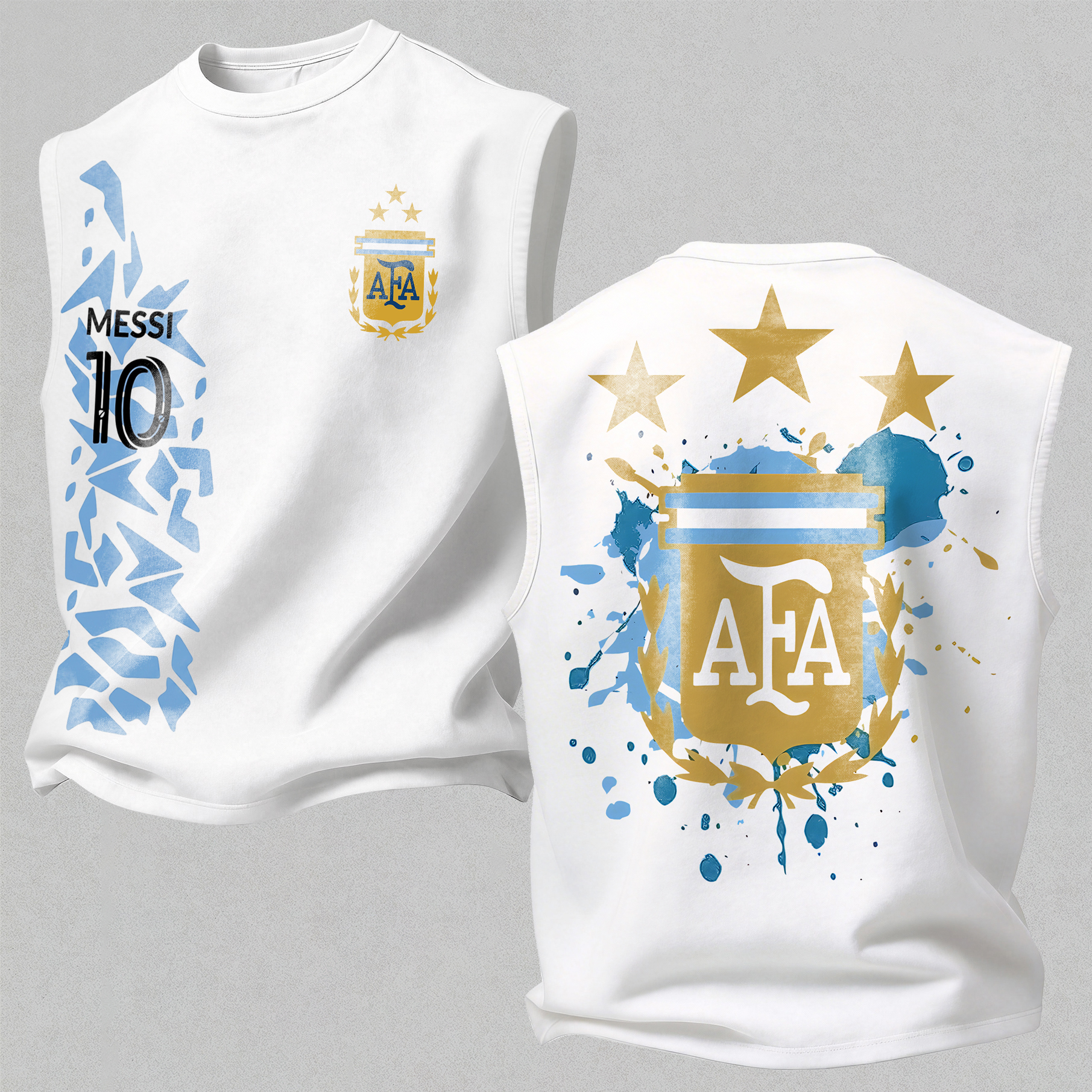 Three Stars Shield Watercolor Print Men's Tank