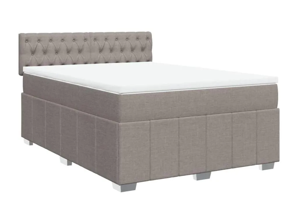 Cama box spring con colchón tela gris taupe 140x200 cm ztj3523134