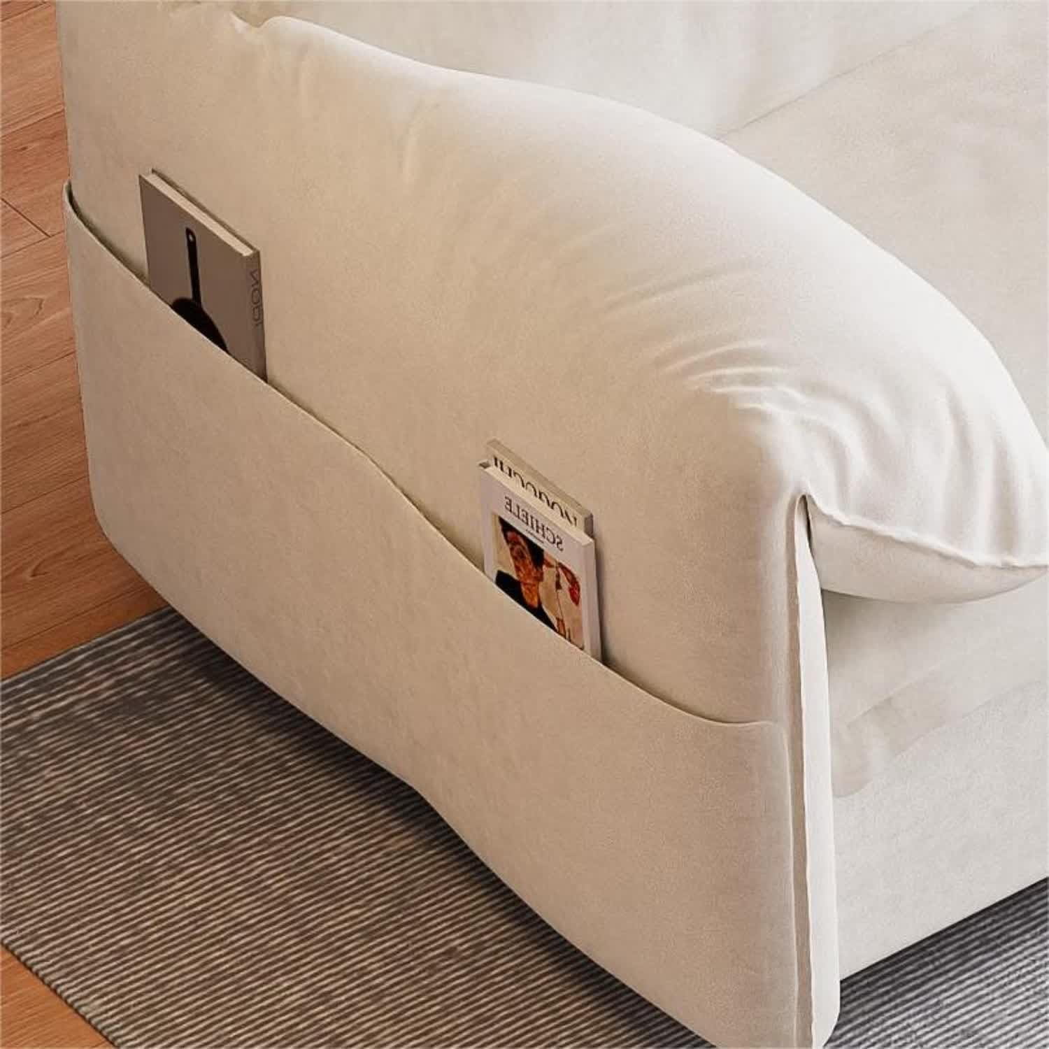 Tabaray 63.8" Futon Sofa Bed Queen Size, Pull Out Bed, 3-in-1 Convertible Sleeper Sofa with Side Pocket, Modern Plush Velvet Futon Couch for Living Room, Small Space, Apartment, Bedroom, Black - Image 44