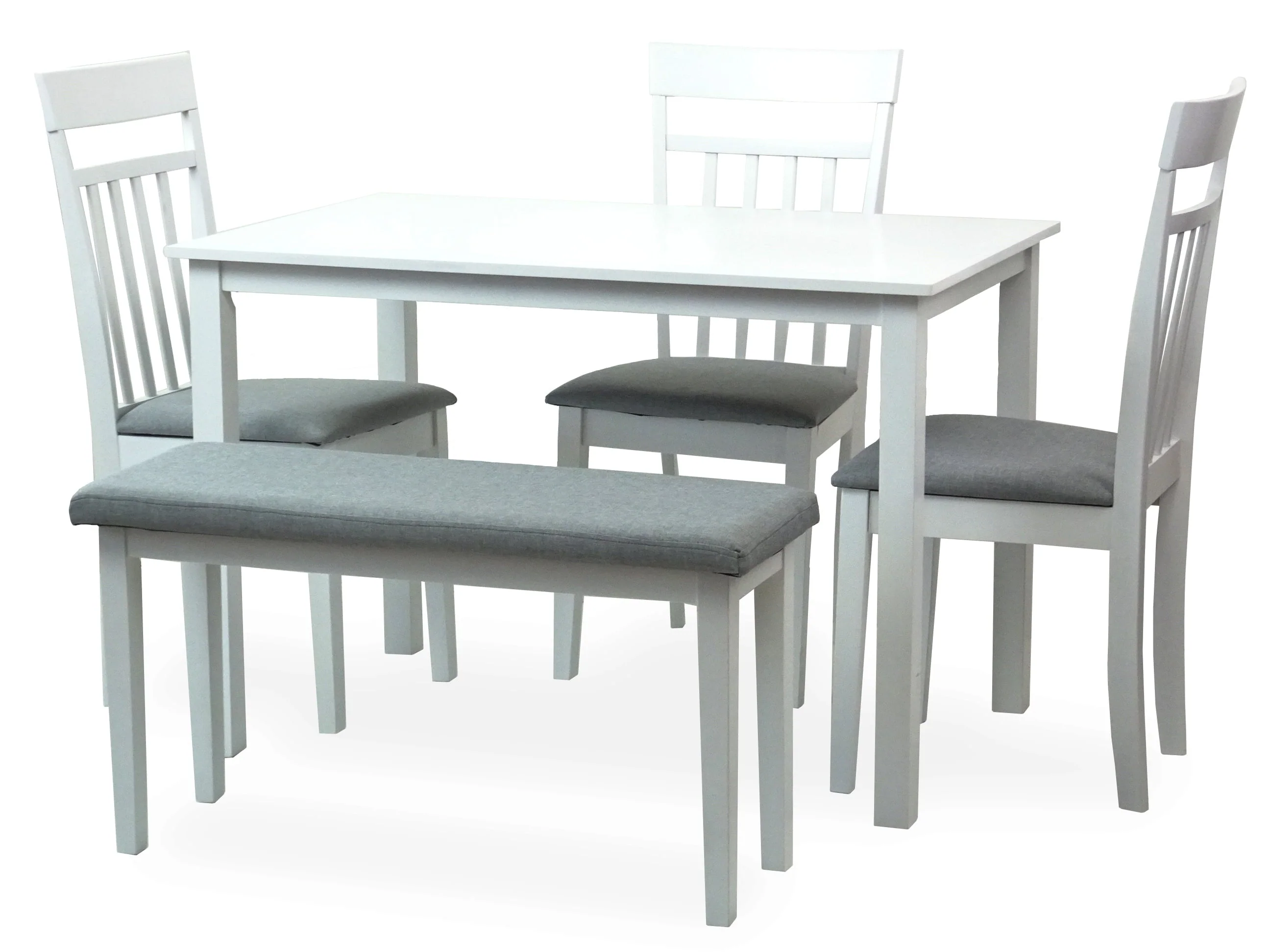 Dining Kitchen Solid Wooden Bench Stained Classic Design Padded Seat in White Finish - Image 4