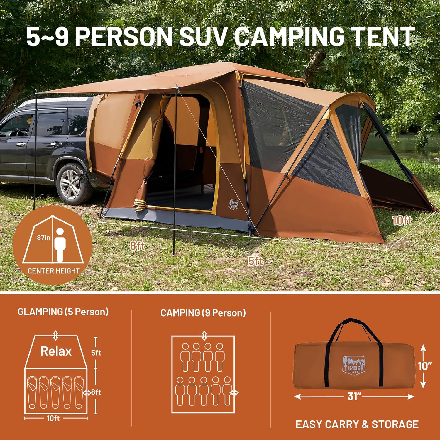 TIMBER RIDGE SUV Tent, 5-9 Person, 13' W x 10' L x 7.1' H - Image 12 TIMBER RIDGE SUV Tent, 5-9 Person, 13' W x 10' L x 7.1' H - Image 12