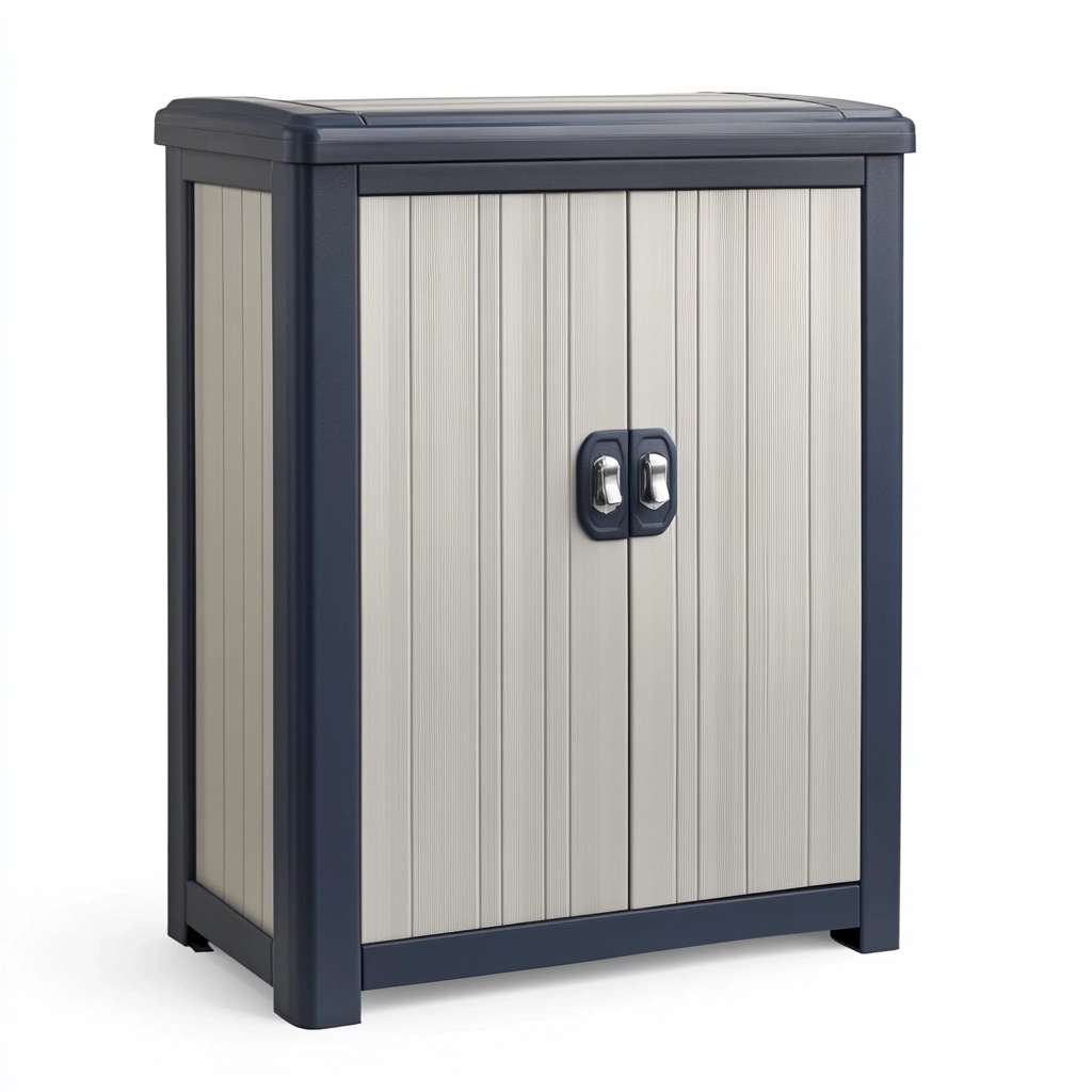 Casa y jardín Armario de almacenamiento exterior impermeable mediano gris/beige jardín resina NE6128479