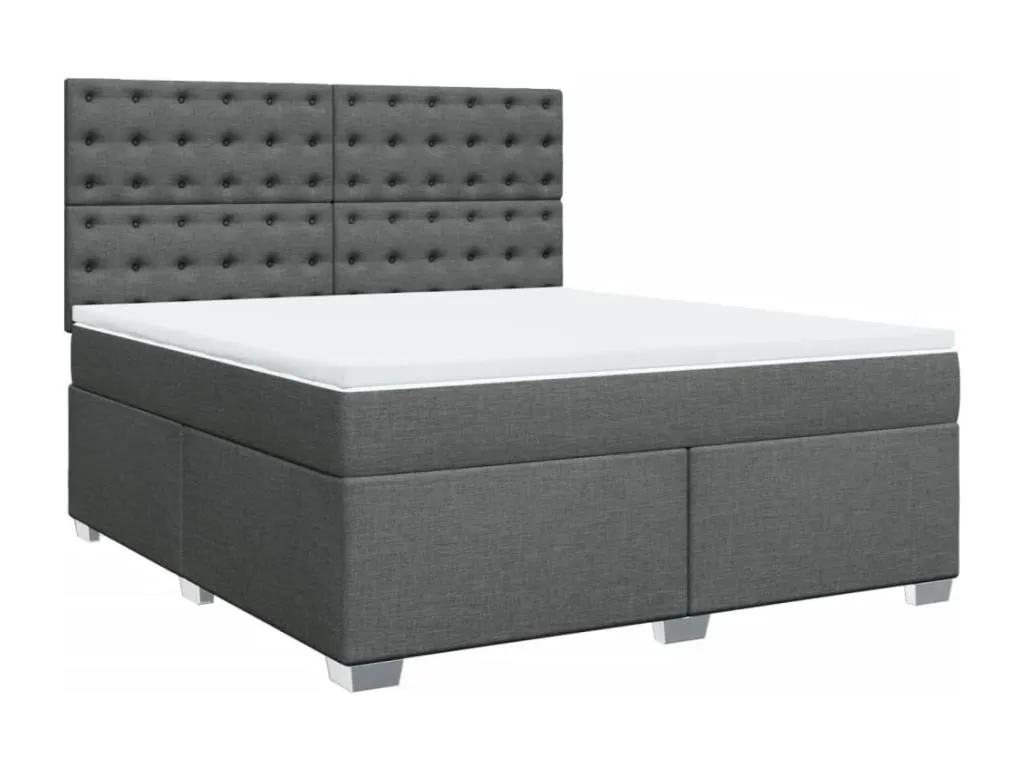 Cama box spring con colchón tela gris oscuro 180x200 cm nmj3522548