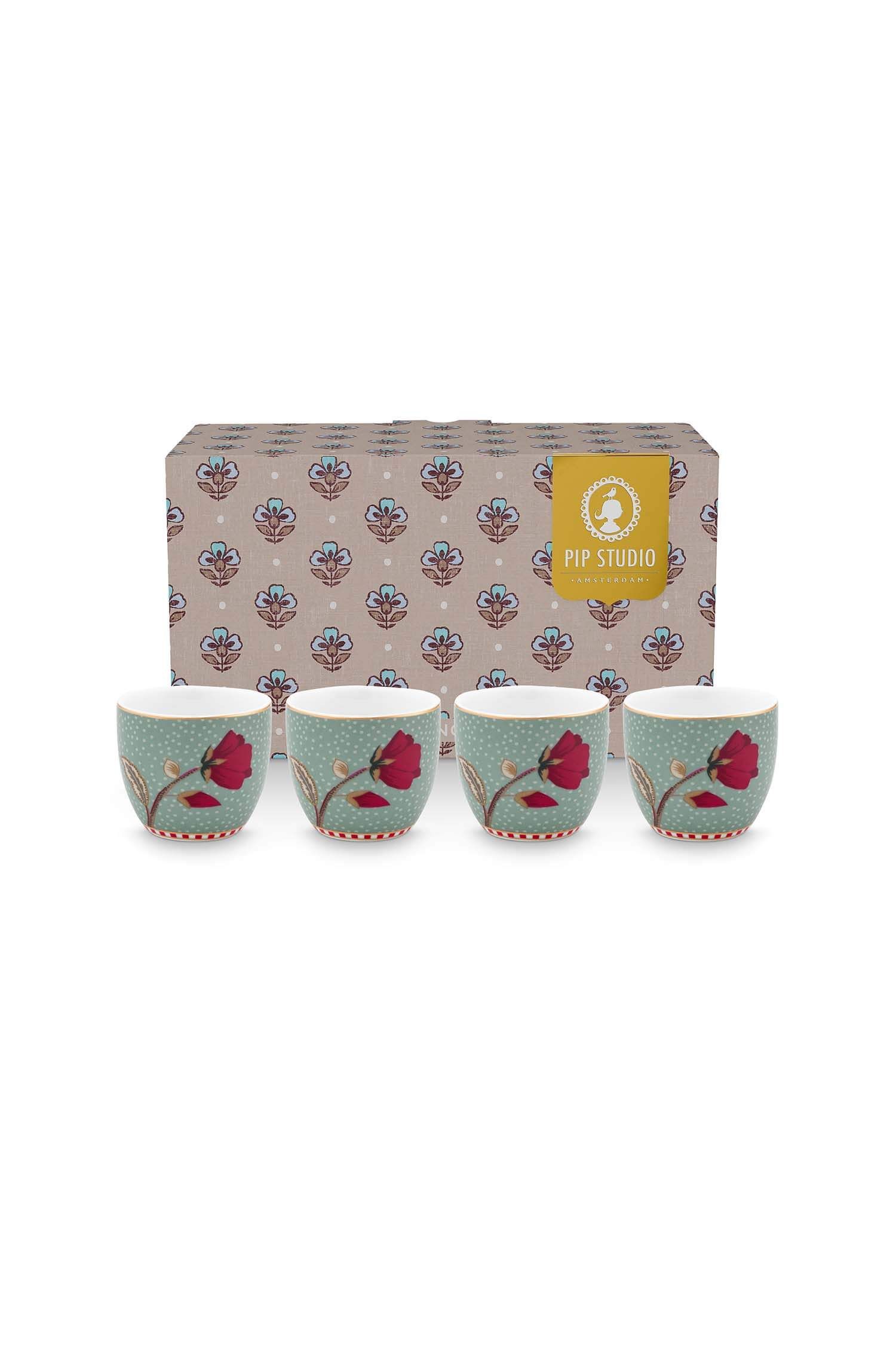 Set/4 Egg Cups Blooming Tales Fantasy Blue