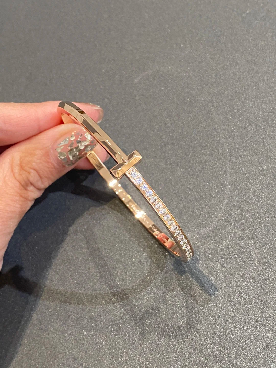 Tiffany T1 Narrow Diamond Hinged Bangle Bracelet - Original Replica Club