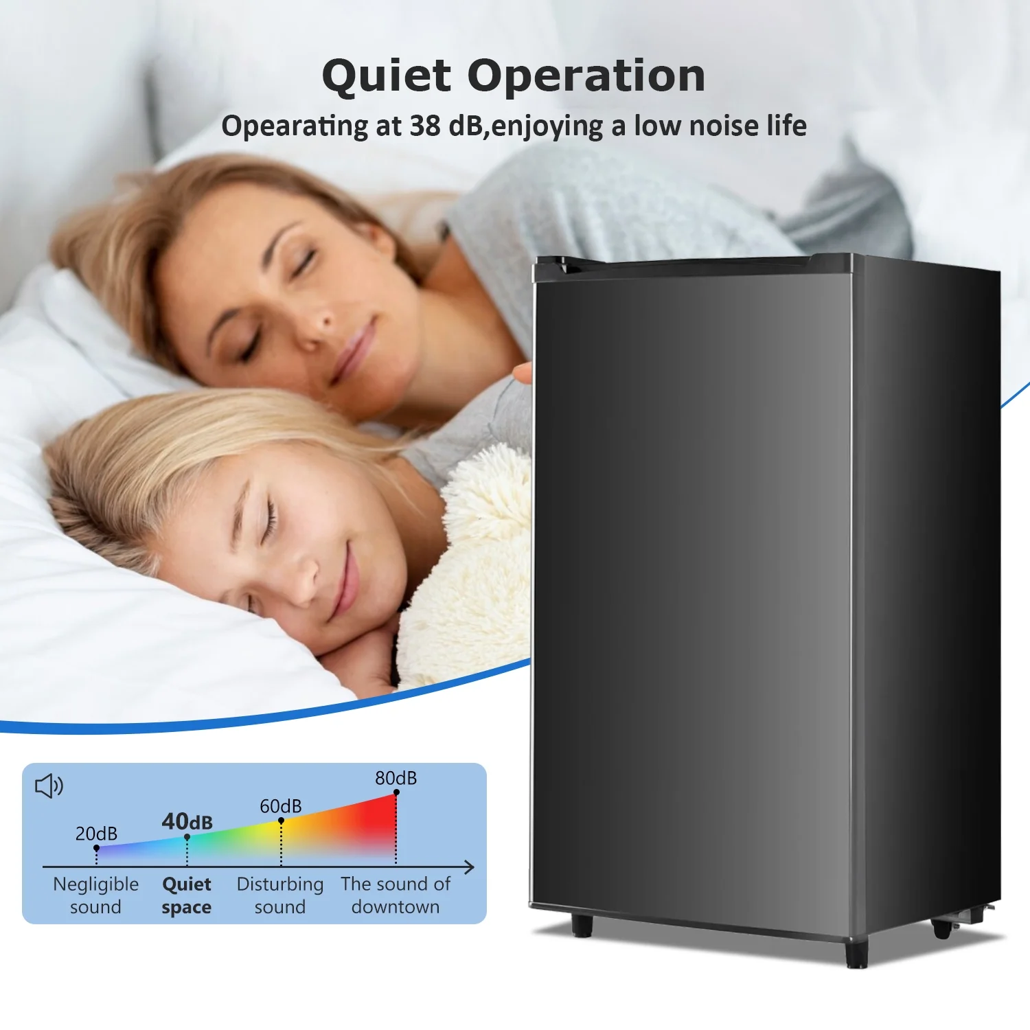 Beddle Mini Fridge with Freezer 3.2 Cu.ft Small Refrigerator for Dorm Bedroom, Compact Refrigerators Single Door Adjustable Thermostat Low Noise,Silver - Image 11