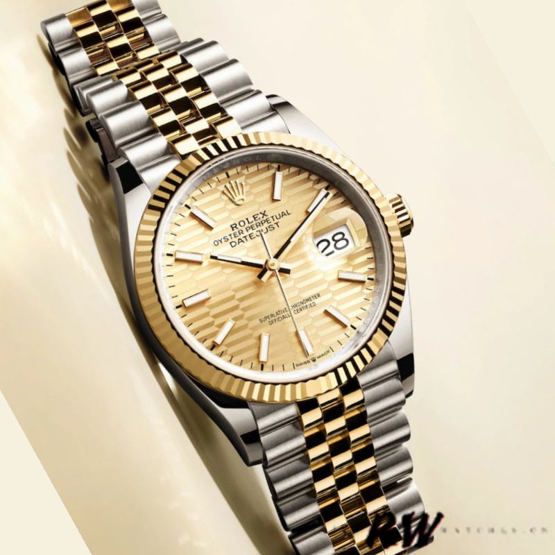 Rolex Datejust 126233 Champagne Motif dial Fluted Bezel 36MM Unisex Replica Watch