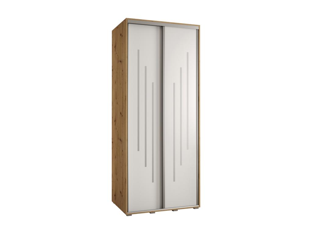 ARMARIO DAVOS 8 DE PUERTAS CORREDERAS 235,2/110/60 2 puertas (Artisan/Blanco/Plata)