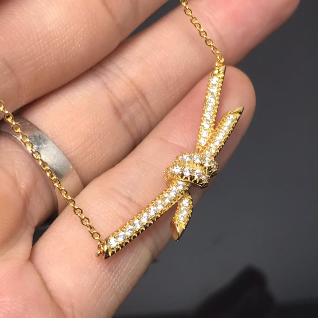 Tiffany Knot Pendant Necklace - Full Diamond - Original Replica Club