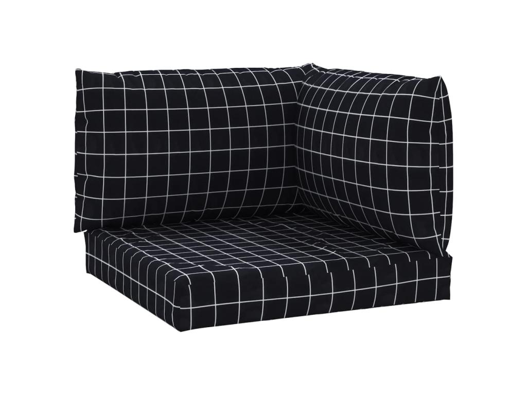 Cojines de palet 3 piezas tela Oxford Hogarmagic stampado cuadros negro