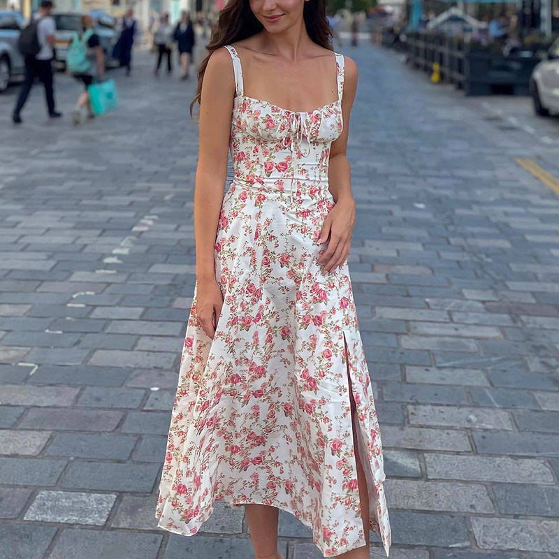 Ladies Holiday Sweet Printed Sling Dress