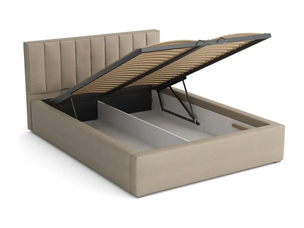 Cama doble Nidovia gris 180x200 cm tapizada con somieres. xnn1702639