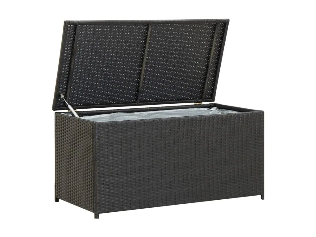 Caja de almacenamiento de jardín de resina tejida 100x50x50 cm negro mxe3613157
