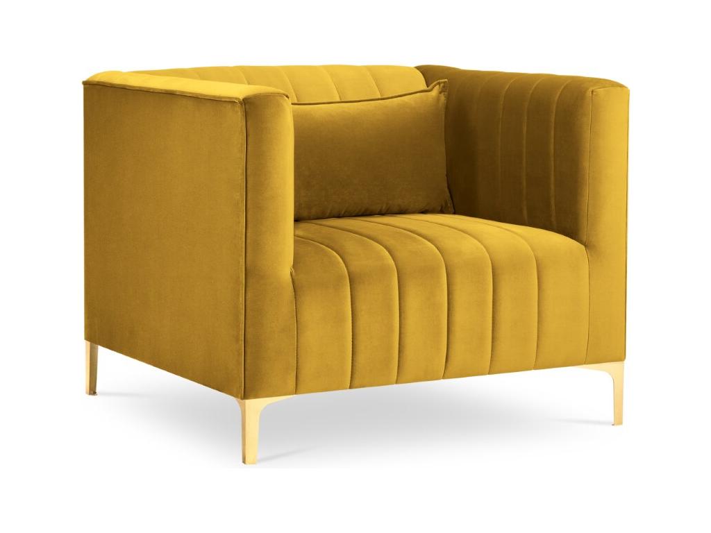 Sillón Cozovis de terciopelo amarillo - 90x85x74cm