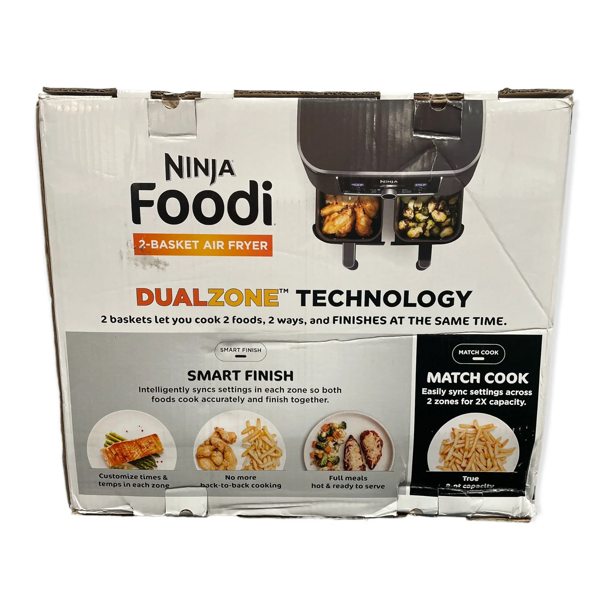 Ninja Foodi 8 qt 2-Basket Air Fryer, Black - DualZone Technology, Smart Finish