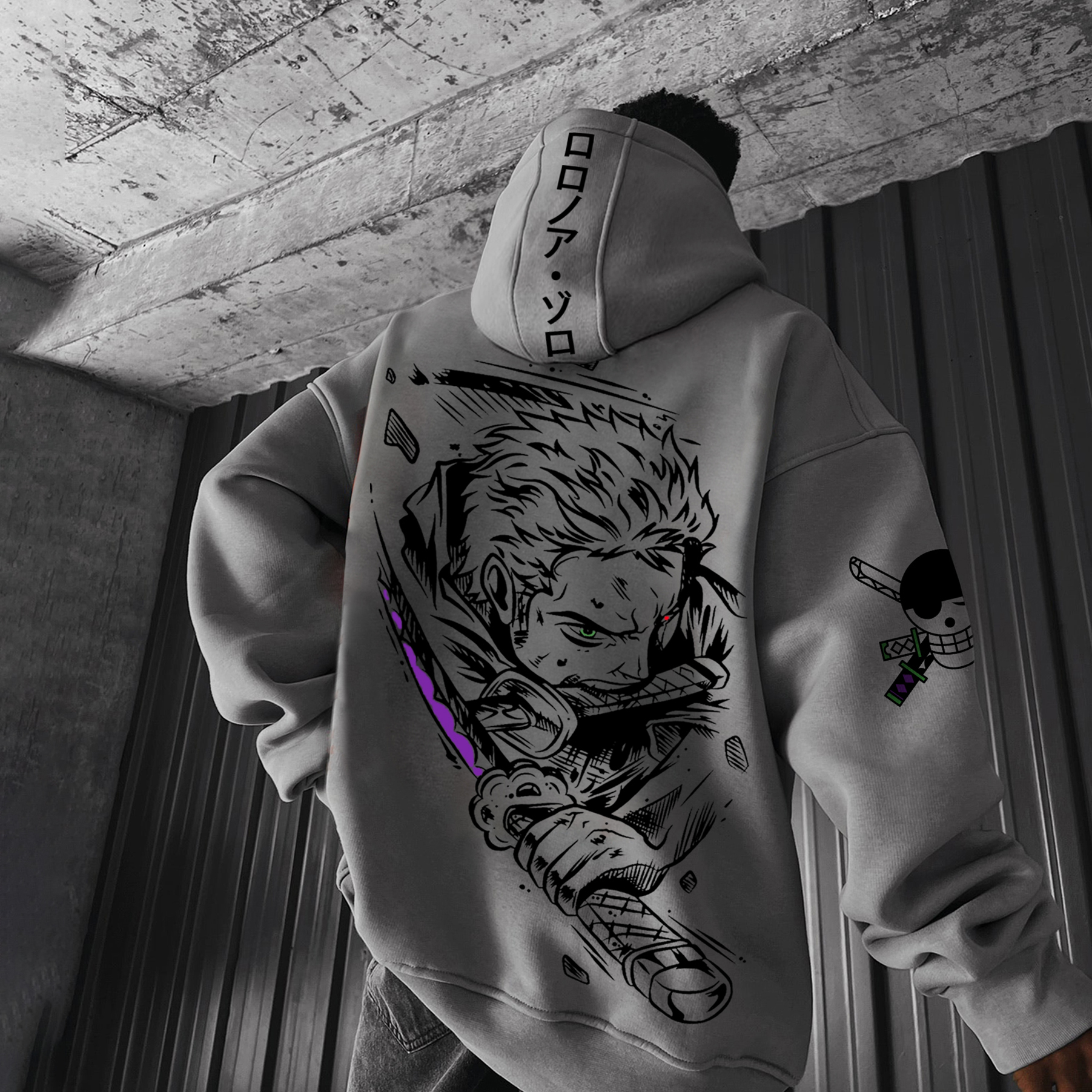 Unisex Oversized Anime Print Hoodie
