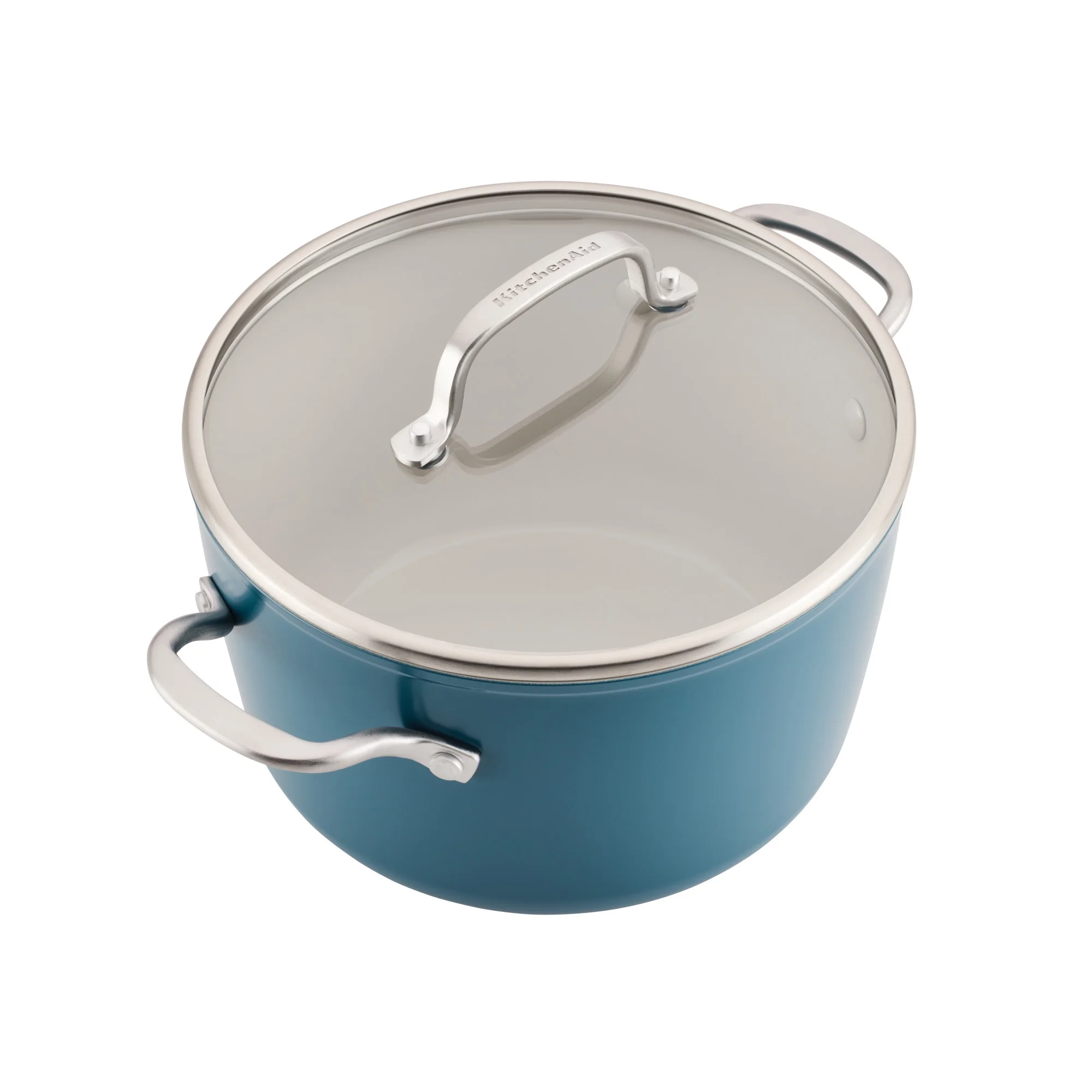 KitchenAid Hard-Anodized 10 Pcs Ceramic Induction Cookware Set, Dishwasher Safe and Oven Safe to 500-F, Agave Blue - Image 6