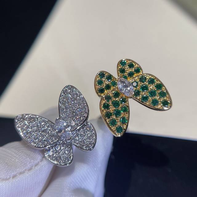 VCA Full Diamond Two Butterfly Between the Finger Ring - Original Replica Club