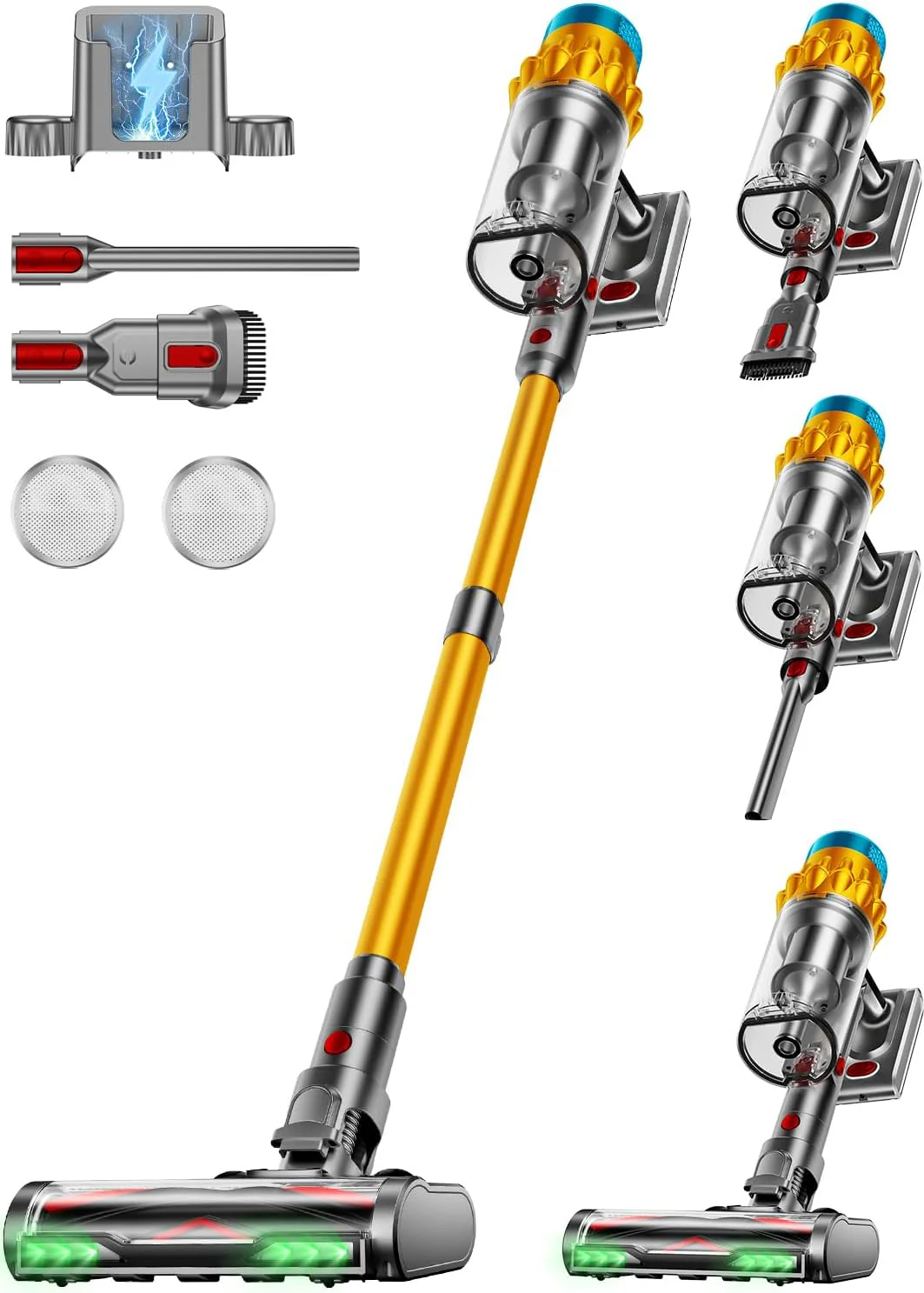 Cordless Vacuum Cleaner, 650W/55KPA/70 Mins Vacuum Cleaners for Home with Self-Standing, Anti-Tangle Brush, Smart Display and 1.8L Cup Cordless Stick Vacuum Cleaner for Pet Hair/Carpets