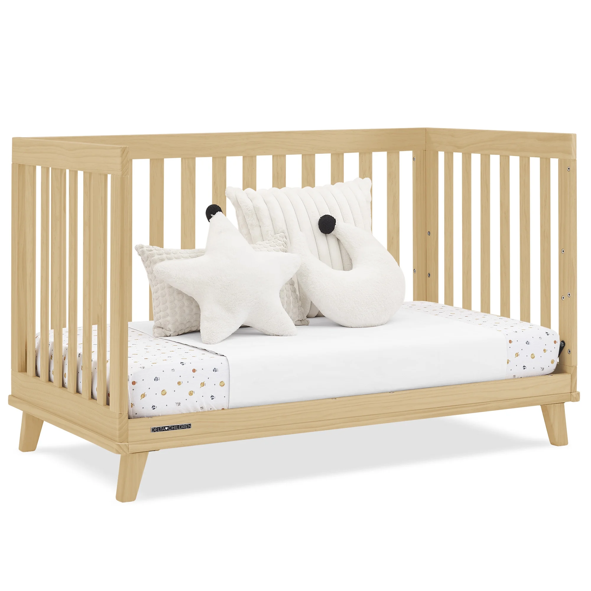 Delta Children Frankie 4-in-1 Convertible Crib - Greenguard Gold Certified, Black with Natural - Image 15