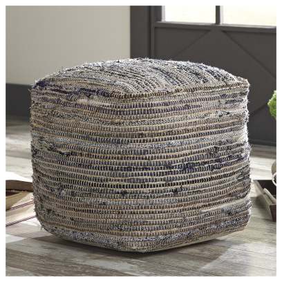 Signature Design by Ashley Contemporary Absalom Pouf  Denim